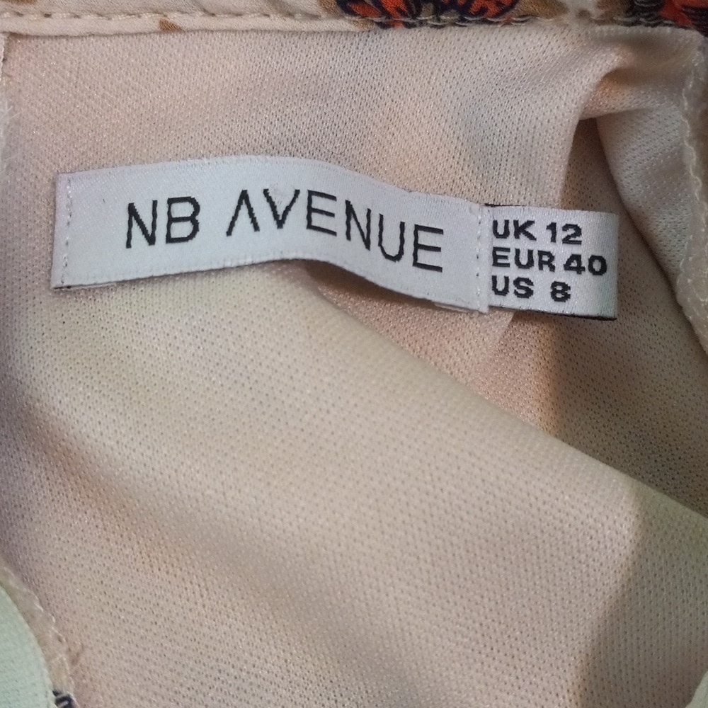 NB Avenue Cream Floral Lace Detail Bell Sleeve Boho Mini Dress Size 8 - Picture 11 of 14